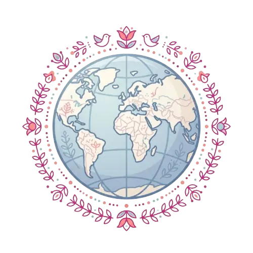 Global folk art countries icon showing worldwide cultural design inspiration