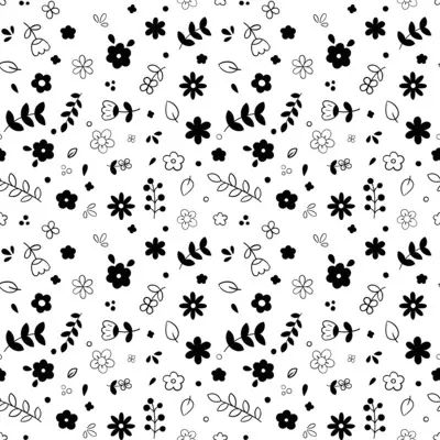 Monochrome Floral Doodle