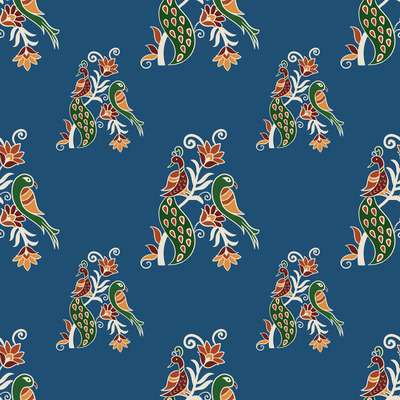 Blue Rajawadi Kalamkari Birds