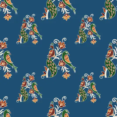 Blue Rajawadi Kalamkari Birds