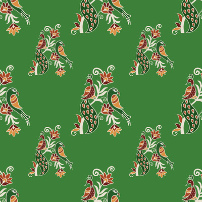 Green Rajawadi Kalamkari Birds