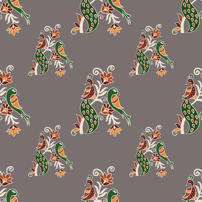 grey-royal-rajawadi-kalamkari-birds by fabzure