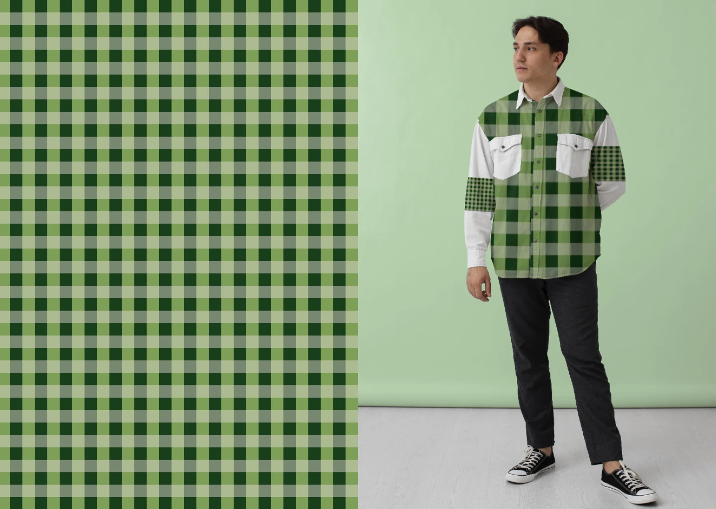 Green Checked Casual Shirt